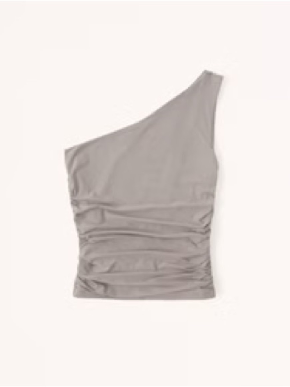 Abercrombie & Fitch One-Shoulder Ruched Tank Top in Light Taupe